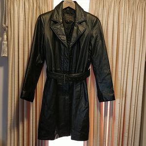 Express Black Leather Coat